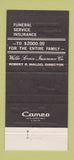 Matchbook Cover - Waldo Funeral Home Sherman TX 30 Strike