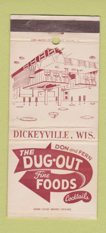 Matchbook Cover - Dug Out Restaurant Dickeyville WI 30 Strike