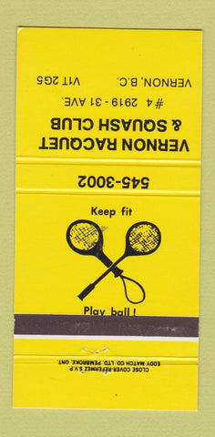 Matchbook Cover - Vernon Racquet Squash Club Vernon BC 30 Strike