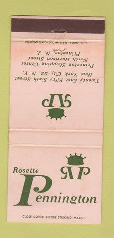 Matchbook Cover - Rosette Pennington Princeton NJ New York City WORN  30 Strike