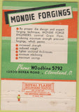 Matchbook Cover - Mondie Forge Co Cleveland OH 40 Strike