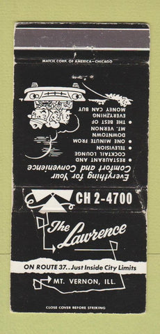 Matchbook Cover - The Lawrence Mount Vernon IL WORN 30 Strike