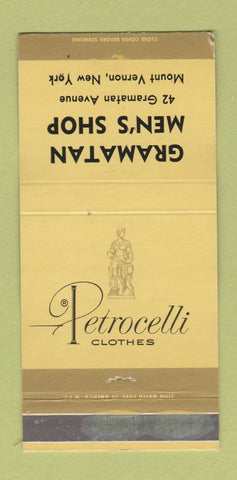 Matchbook Cover - Petrocelli Men's Clothes Gramatan Mount Vernon NY 30 Strike