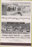 Matchbook Cover - Cedar Crest Motel Cedar City UT 40 Strike