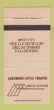 Matchbook Cover - Lakewood Little Theatre Beck Center OH 30 Strike