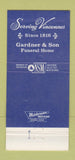 Matchbook Cover - Gardner and Son Funeral Home Vincennes IN 30 Strike
