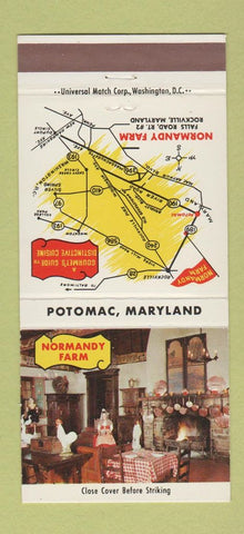 Matchbook Cover - Normandy Farm Potomac MD 30 Strike