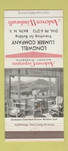 Matchbook Cover - Andersen Windows Longwell Lumber Bath NY 30 Strike