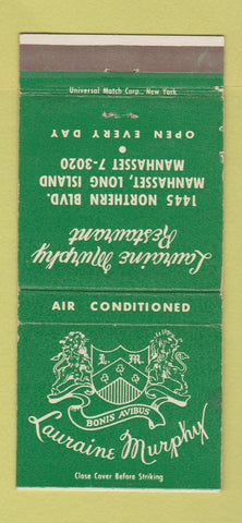 Matchbook Cover - Lauraine Murphy Restaurant Manhasset LI NY 30 Strike
