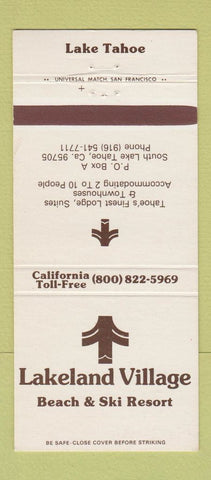 Matchbook Cover - Lakeland Village Beach Skiing Lake Tahoe CA 30 Strike