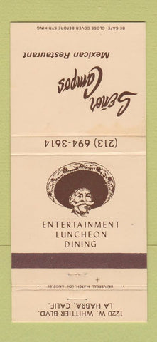Matchbook Cover - Senor Campos Mexican La Habra CA WEAR 30 Strike