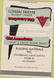 Matchbook Cover - Old American Building Materials Camberlain SD 40 Strike