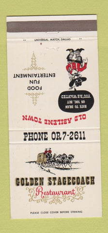 Matchbook Cover - Golden Stagecoach Restaurant Abilene TX 30 Strike
