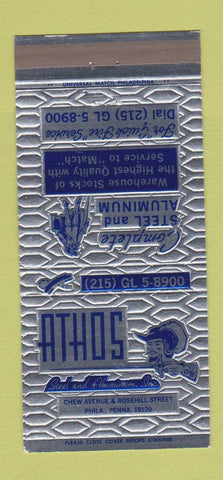 Matchbook Cover - Athos Steel Aluminum Philadelphia PA 30 Strike