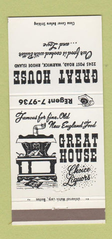 Matchbook Cover - Great House Warwick RI restaurant 30 Strike