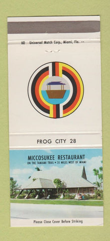 Matchbook Cover - Miccouskee Restaurant Tamiami Trail FL Frog City 30 Strike