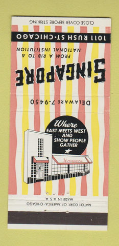 Matchbook Cover - Singapore Restaurant Chicago IL 30 Strike