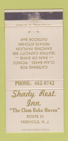 Matchbook Cover - Shady Rest Inn Freehold NJ WEAR 30 Strike