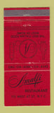 Matchbook Cover - Amalfi Restaurant New York City 30 Strike