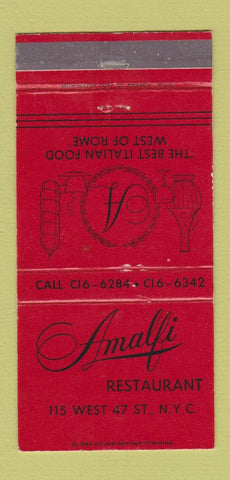 Matchbook Cover - Amalfi Restaurant New York City 30 Strike