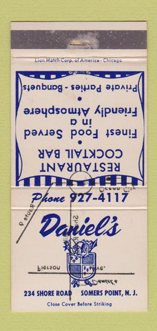 Matchbook Cover - Daniel's Restaurant Somers Point NJ PRINTING ERROR 30 Strike