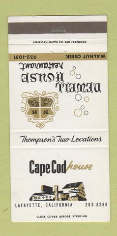 Matchbook Cover - Cape Cod House Walnut Creek Lafayette CA 30 Strike