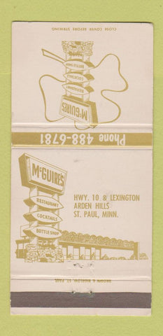 Matchbook Cover - McGuire's Restaurant St Paul MN 30 Strike