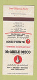 Matchbook Cover - McArdle Desco Valves Pipe Fittings New Castle DE 30 Strike