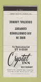 Matchbook Cover - Crystal Inn Wilmington DE 30 Strike