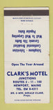 Matchbook Cover - Clark's Motel Newport ME 30 Strike