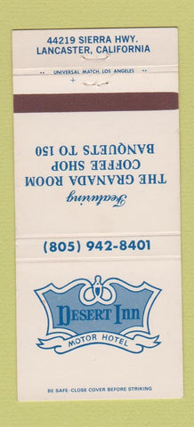 Matchbook Cover - Desert Inn Motor Hotel Lancaster CA #1 30 Strike