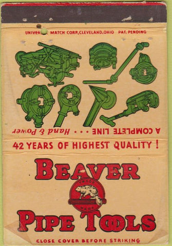 Matchbook Cover - Beaver Pipe Tools Warren OH WEAR 40 Strike
