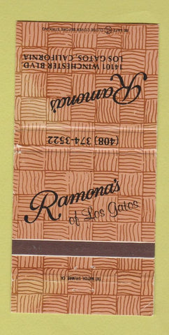 Matchbook Cover - Ramona's Los Gatos CA WEAR 30 Strike