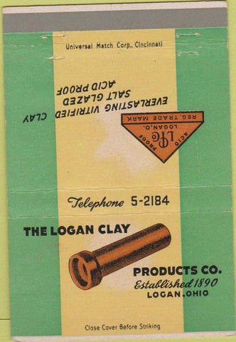 Matchbook Cover - Logan Clay Products Logan OH 40 Strike