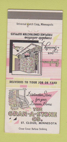 Matchbook Cover - Gran A Stone Grainte St Cloud MN fireplace 30 Strike