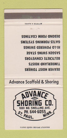 Matchbook Cover - Advance Shoring Hoists St Paul MN 30 Strike