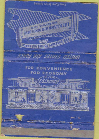 Matchbook Cover - Lackland Air Force Base San Antonio TX POOR 40 Strike