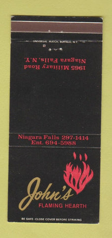 Matchbook Cover - John's Flaming Hearth Niagara Falls NY 30 Strike