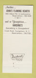 Matchbook Cover - John's Flaming Hearth Niagara Falls NY 30 Strike