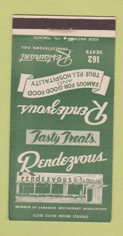 Matchbook Cover - Rendezvous Restaurant Charlottetown PEI PE WEAR 30 Strike