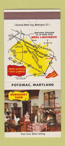 Matchbook Cover - Normandy Farm Potomac MD 30 Strike