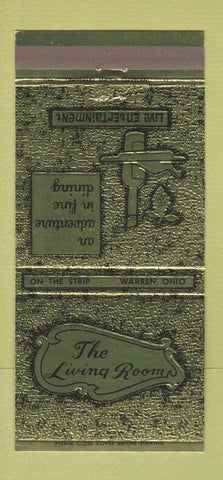Matchbook Cover - Living Room Restaurant Warren OH 30 Strike