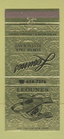 Matchbook Cover - Leounes Towne Talk Restaurant Wilmington DE 30 Strike