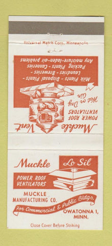 Matchbook Cover - Muckle Lo Sil Ventilators Owatonna MN 30 Strike