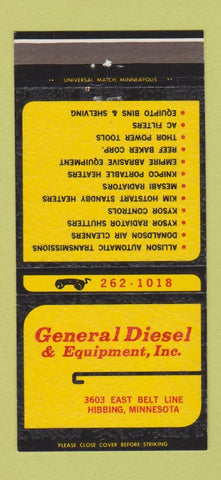 Matchbook Cover - General Diesel Hibbing MN 30 Strike