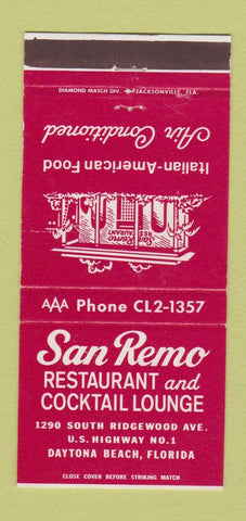 Matchbook Cover - San Remo Restaurant Daytona Beach FL 30 Strike