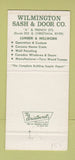 Matchbook Cover - Wilmington Sash Door Wilmington DE hardware 30 Strike