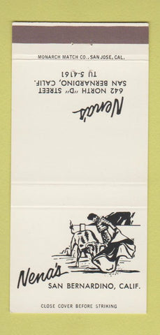 Matchbook Cover - Nena's San Bernardino CA Mexican 30 Strike