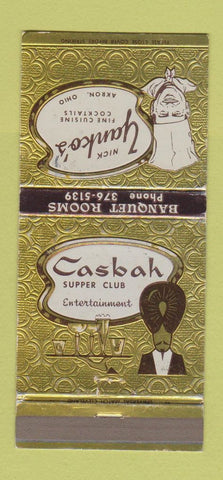 Matchbook Cover - Nick Yanko's Casbah Akron OH 30 Strike