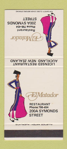 Matchbook Cover - El Matador Restaurant Auckland New Zealand SAMPLE 30 Strike